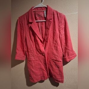 Denim CO Pink 100% Linen Blazer Barbie Core 6